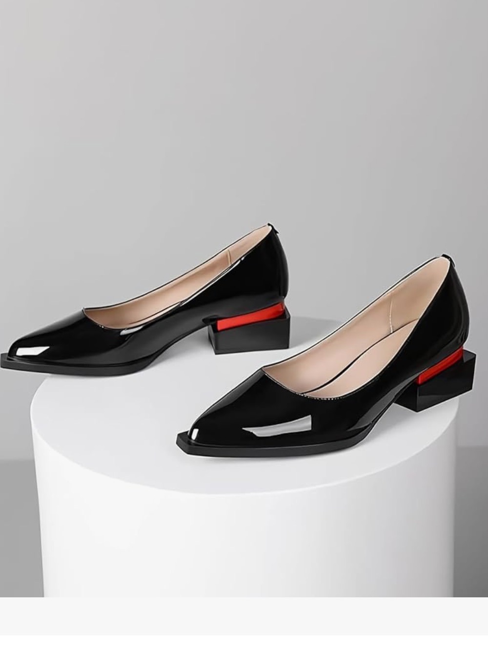 Women’s Black Patent Pointed-Toe Ballet Flats